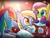 Size: 1400x1050 | Tagged: safe, artist:mister-markers, imported from derpibooru, derpy hooves, fluttershy, rainbow dash, pegasus, pony, cute, derpabetes, eyes closed, female, mare, pillow, pillow fight, slumber party, trio, trio female