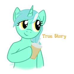 Size: 1500x1500 | Tagged: safe, artist:oemilythepenguino, artist:oomles, imported from derpibooru, lyra heartstrings, pony, meme, reaction image, solo, true story