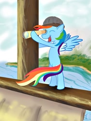 Size: 600x800 | Tagged: safe, artist:subjectnumber2394, imported from derpibooru, rainbow dash, pony, bipedal, ship, solo, telescope