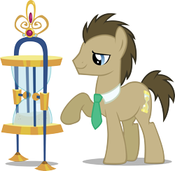 Size: 3895x3802 | Tagged: safe, artist:sircinnamon, imported from derpibooru, doctor whooves, time turner, earth pony, pony, the super speedy cider squeezy 6000, high res, hourglass, male, necktie, simple background, solo, stallion, transparent background, vector