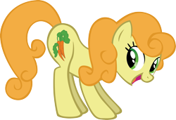 Size: 2429x1663 | Tagged: safe, artist:sircinnamon, imported from derpibooru, carrot top, golden harvest, pony, female, fun pose, look at my butt, simple background, solo, transparent background, vector