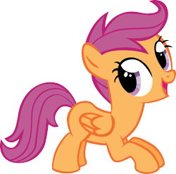 Size: 1883x1857 | Tagged: safe, artist:sircinnamon, imported from derpibooru, scootaloo, pegasus, pony, female, fun pose, open mouth, simple background, smiling, solo, transparent background, vector