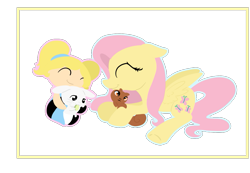 Size: 1049x728 | Tagged: safe, artist:otterlore, imported from derpibooru, angel bunny, fluttershy, bubbles (powerpuff girls), bullet, simple background, the powerpuff girls, transparent background