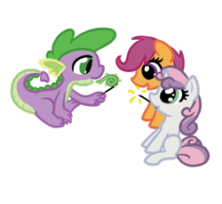 Size: 600x550 | Tagged: safe, artist:otterlore, imported from derpibooru, scootaloo, spike, sweetie belle, simple background, transparent background