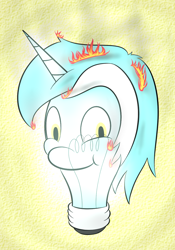 Size: 840x1200 | Tagged: safe, artist:lamia, imported from derpibooru, lyra heartstrings, fire, lightbulb, wat