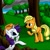 Size: 509x509 | Tagged: safe, artist:jabbie64, imported from derpibooru, applejack, rarity, earth pony, pony, unicorn, accessory theft, applejack's hat, cowboy hat, digging, dirt, duo, duo female, female, hat, mare, tree