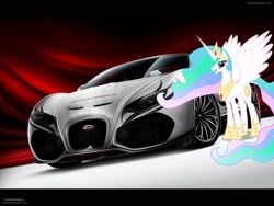 Size: 1600x1200 | Tagged: safe, artist:evilmpala-ss, imported from derpibooru, princess celestia, pony, bugatti, bugatti veyron, hypercar, photo, ponies in real life, supercar, vector