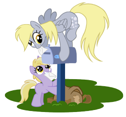 Size: 11422x10584 | Tagged: safe, artist:zoidledoidle, imported from derpibooru, derpy hooves, dinky hooves, pegasus, pony, absurd resolution, female, letter, mail, mailbox, mare, simple background, transparent background