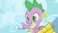 Size: 1366x768 | Tagged: safe, edit, edited screencap, imported from derpibooru, screencap, spike, dragon, friendship is magic, caption, male, solo, youtube caption