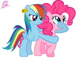 Size: 8000x6000 | Tagged: safe, artist:nightmaremoons, imported from derpibooru, pinkie pie, rainbow dash, absurd resolution, cork, simple background, transparent background, vector