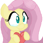Size: 150x150 | Tagged: safe, artist:noponyzone, imported from derpibooru, fluttershy, pegasus, pony, animated, crying, eye shimmer, female, gif, heart, mare, pixel art, solo, tears of joy