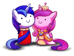 Size: 886x675 | Tagged: safe, artist:ufocookiez, imported from derpibooru, princess cadance, shining armor, chibi, female, male, shiningcadance, shipping, simple background, straight, transparent background