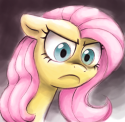 Size: 994x972 | Tagged: dead source, safe, artist:ufocookiez, imported from derpibooru, fluttershy, pony, female, solo, the stare