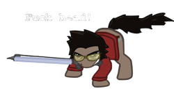 Size: 594x304 | Tagged: safe, imported from derpibooru, glasses, no more heroes, ponified, travis touchdown