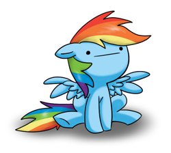 Size: 630x564 | Tagged: safe, artist:ufocookiez, imported from derpibooru, rainbow dash, pegasus, pony, :i, female, reaction image, simple background, sitting, solo, spread wings, white background, wings