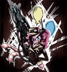 Size: 2800x3000 | Tagged: safe, artist:europamaxima, imported from derpibooru, pinkie pie, semi-anthro, bomber jacket, clothes, female, gun, high res, jacket, rifle, solo, weapon