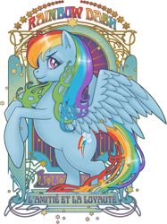 Size: 700x934 | Tagged: dead source, safe, artist:hezaa, imported from derpibooru, rainbow dash, pony, female, looking at you, modern art, nouveau, solo