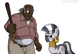 Size: 922x647 | Tagged: safe, artist:old roots, imported from derpibooru, zecora, zebra, crossover, lord niggertron approves, parody, the boondocks, uncle ruckus