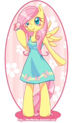 Size: 450x720 | Tagged: safe, artist:churobu, imported from derpibooru, fluttershy, butterfly, pegasus, semi-anthro, bipedal, clothes, cute, dress, shyabetes, simple background, transparent background