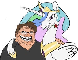 Size: 800x616 | Tagged: safe, artist:zev, imported from derpibooru, princess celestia, gabe newell, meme, trollestia, trollface, valve