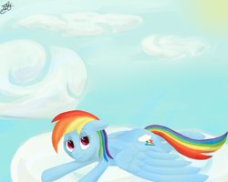 Size: 5000x4000 | Tagged: safe, artist:tlatophat, imported from derpibooru, rainbow dash, pony, absurd resolution, cloud, cloudy, female, solo