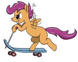 Size: 5000x4000 | Tagged: safe, artist:tlatophat, imported from derpibooru, scootaloo, pegasus, pony, female, scooter, simple background, solo, transparent background