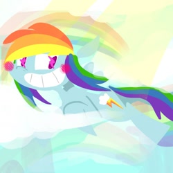 Size: 500x500 | Tagged: safe, artist:krystal's art blog, imported from derpibooru, rainbow dash, pegasus, pony, blushing, female, mare, solo