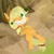 Size: 500x500 | Tagged: safe, artist:krystal's art blog, artist:krystal-the-fox, imported from derpibooru, applejack, pony, braces, female, grin, on back, solo, wink