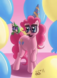 Size: 738x1006 | Tagged: safe, artist:alipes, imported from derpibooru, gummy, pinkie pie, groucho mask