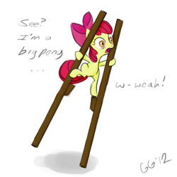 Size: 500x500 | Tagged: safe, artist:gloomygoomba, imported from derpibooru, apple bloom, stilts