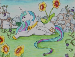 Size: 1641x1239 | Tagged: safe, artist:caelonas, imported from derpibooru, princess celestia, traditional art