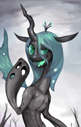 Size: 580x900 | Tagged: dead source, safe, artist:doomchan, imported from derpibooru, queen chrysalis, changeling, changeling queen, female, solo