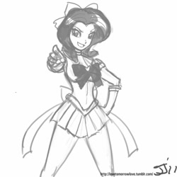 Size: 800x800 | Tagged: safe, artist:johnjoseco, imported from derpibooru, rarity, human, crossover, grayscale, humanized, monochrome, sailor moon, sailor scout, sailor venus, solo