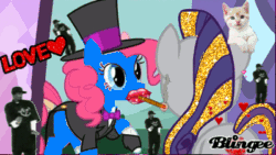 Size: 400x225 | Tagged: safe, imported from derpibooru, pinkie pie, rarity, animated, blingee, cigarette, exploitable meme, female, irl, male, meme, photo, snoop dogg