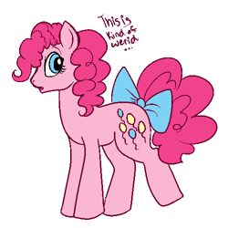 Size: 500x500 | Tagged: safe, artist:lulubell, imported from derpibooru, pinkie pie, pony, female, simple background, solo, tail bow, white background