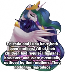 Size: 500x556 | Tagged: safe, imported from derpibooru, princess celestia, princess luna, headcanon, immortality blues, meta, mlp-headcanons, sad