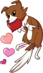 Size: 625x1047 | Tagged: safe, artist:hollowzero, imported from derpibooru, winona, dog, heart, simple background, solo, transparent background, valentine