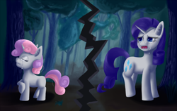 Size: 1200x760 | Tagged: safe, artist:raedrob, deleted from derpibooru, imported from derpibooru, rarity, sweetie belle, crying, sisters