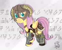 Size: 1900x1536 | Tagged: safe, artist:cainescroll, imported from derpibooru, fluttershy, crossover, dovahshy, female, skyrim, the elder scrolls