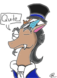 Size: 1233x1687 | Tagged: safe, artist:cordaxir, imported from derpibooru, discord, hat, monocle, monocle and top hat, quite, top hat