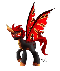 Size: 900x1063 | Tagged: safe, artist:starshinebeast, imported from derpibooru, kaiju pony, battra, godzilla (series), ponified, red eyes