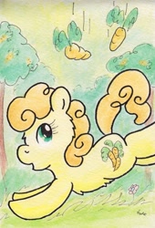 Size: 732x1077 | Tagged: safe, artist:slightlyshade, imported from derpibooru, carrot top, golden harvest, pony, chest fluff, cute, cutie top, female, solo, traditional art