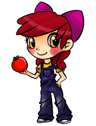 Size: 407x536 | Tagged: safe, artist:melipuffles, imported from derpibooru, apple bloom, human, female, humanized, simple background, solo, transparent background