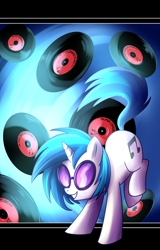 Size: 960x1500 | Tagged: safe, artist:madmax, imported from derpibooru, dj pon-3, vinyl scratch, pony, female, records, solo