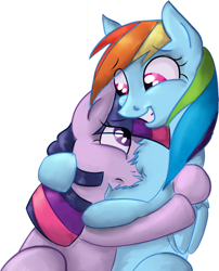 Size: 500x619 | Tagged: safe, artist:my-little-brony, imported from derpibooru, rainbow dash, twilight sparkle, pony, chest fluff, duo, female, lesbian, shipping, twidash