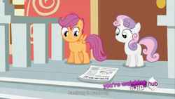 Size: 1366x768 | Tagged: safe, imported from derpibooru, screencap, scootaloo, sweetie belle, ponyville confidential, youtube link