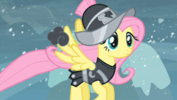 Size: 640x360 | Tagged: safe, imported from derpibooru, screencap, fluttershy, private pansy, animated, female, scared
