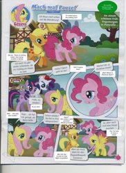 Size: 1131x1556 | Tagged: safe, imported from derpibooru, applejack, fluttershy, pinkie pie, rarity, spike, twilight sparkle, comic:have a break!, comic:mach mal pause!, comic, german, german comic, official, photo, translation