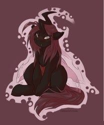 Size: 1280x1540 | Tagged: safe, imported from derpibooru, oc, oc only, oc:invictia sadie, changeling, blushing, red changeling