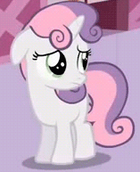 Size: 157x193 | Tagged: safe, imported from derpibooru, screencap, sweetie belle, pony, unicorn, animated, cute, diasweetes, female, filly, floppy ears, foal, gif, sad, solo